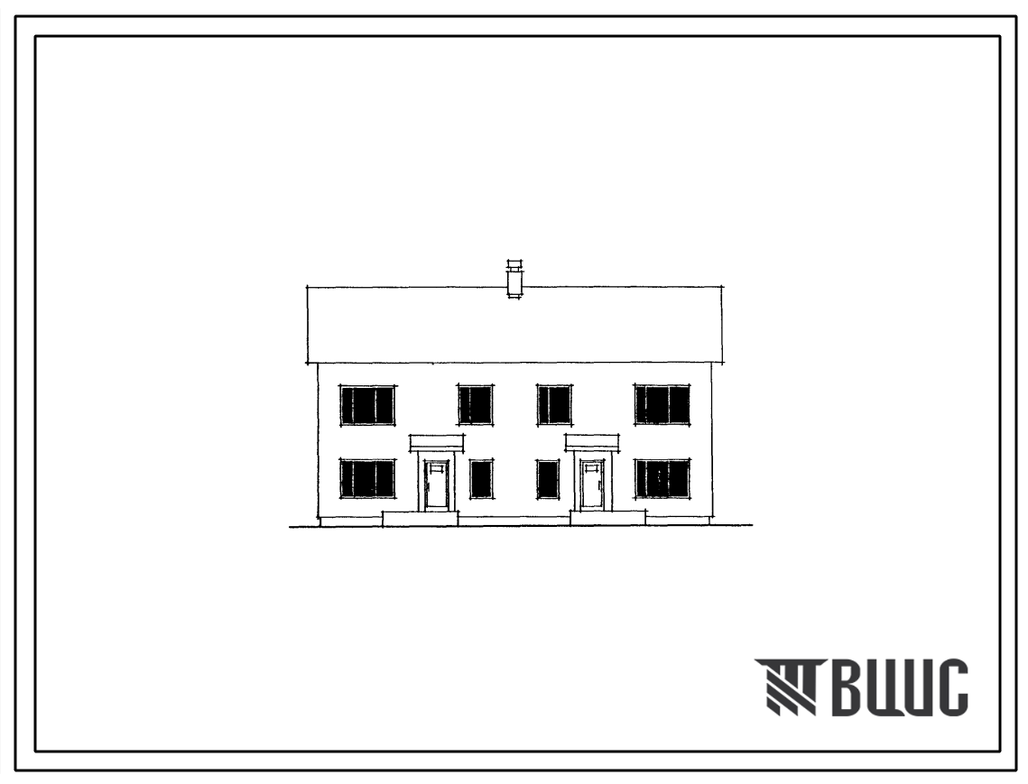 Типовой проект 144-12-67  Двухэтажный двухквартирный кирпичный жилой дом с трехкомнатными квартирами в двух уровнях.