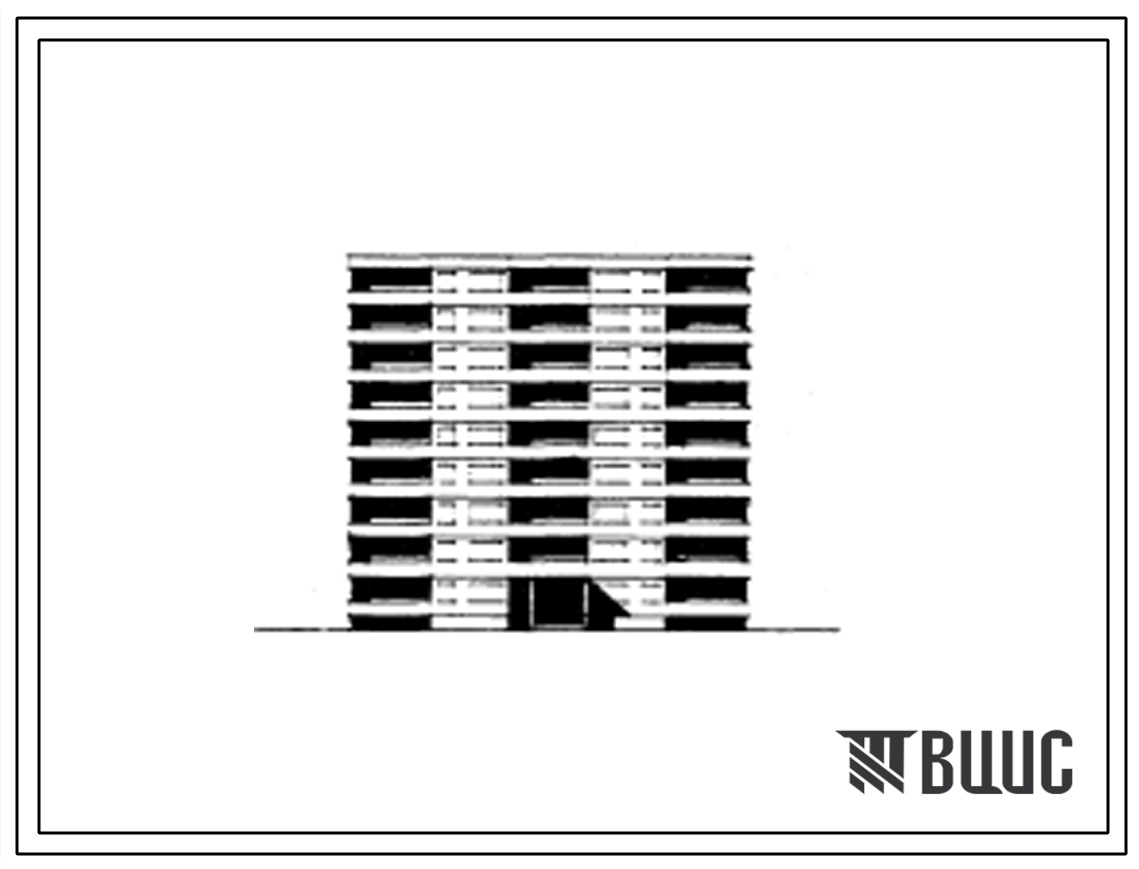 Типовой проект 82-03/1 Девятиэтажная блок-секция рядовая с торцовыми окончаниями на 54 квартиры  с шагом поперечных стен 6,0 м для строительства в IВ климатическом подрайоне, II и III климатических районах.