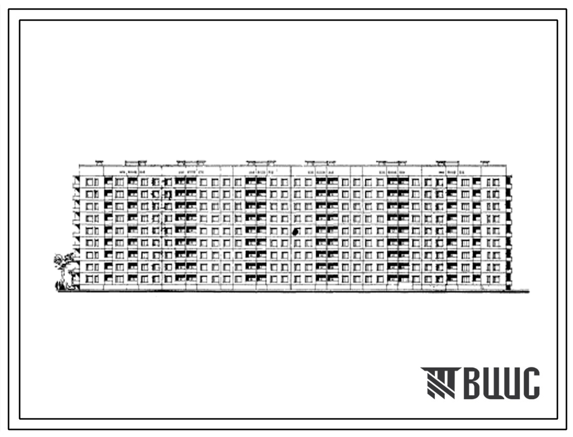Типовой проект 111-135-24С Девятиэтажный шестисекционный жилой дом на 125 квартир (двухкомнатных 2Б-53, трехкомнатных 3А-36, трехкомнатных 3Б-18, четырехкомнатных 4Б-18). Для строительства в 4 климатическом районе сейсмичностью 7 и 8 баллов.