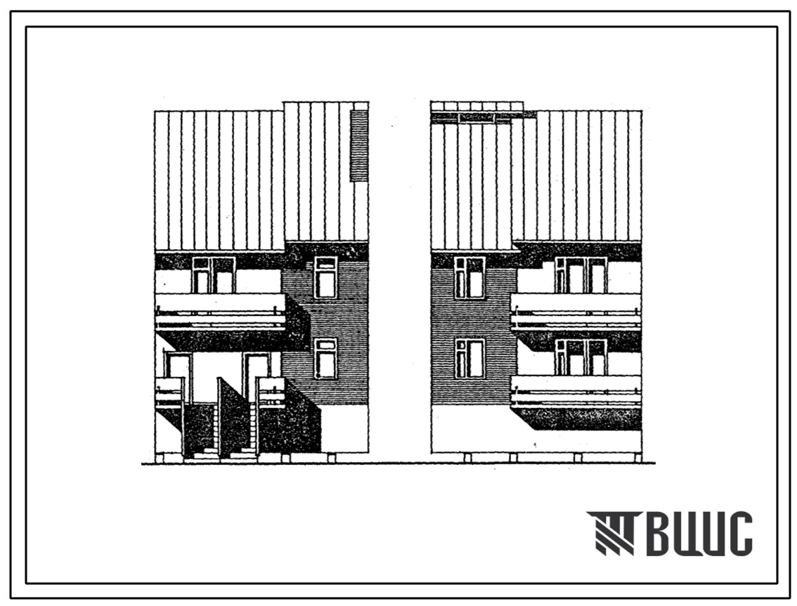 Типовой проект 204-030м.86 Блок-секция на 2 квартиры Для строительства на вечной мерзлоте