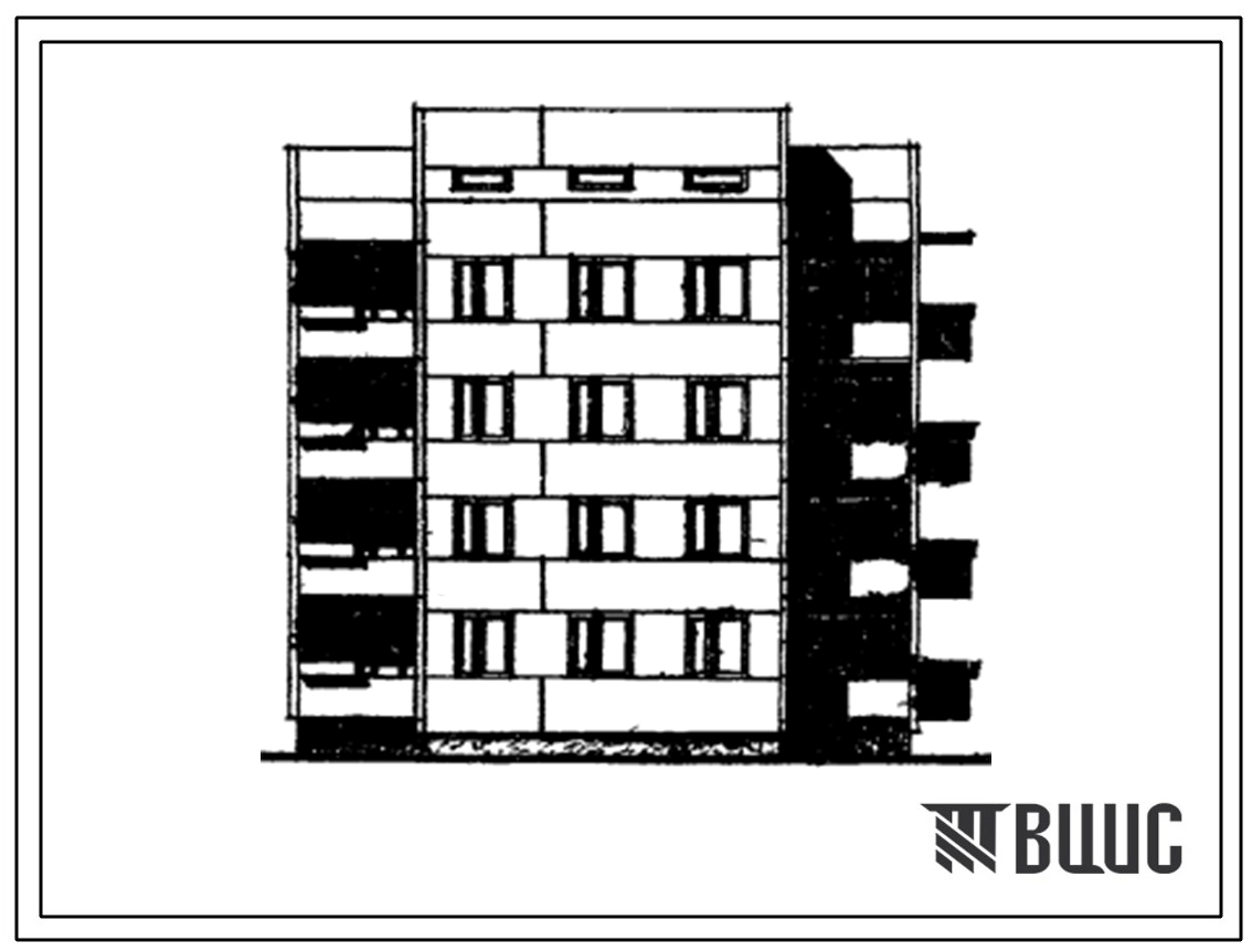 Типовой проект 26-038/1 Четырехэтажная блок-секция торцевая левая на 12 квартир (однокомнатных 1Б-4, двухкомнатных 2Б-4, трехкомнатных 3Б-4). Для строительства во 2 и 3 климатических районах Украинской ССР