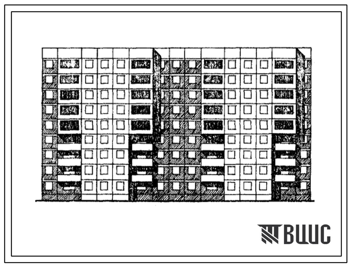 Типовой проект 97-072/1 Девятиэтажная блок-секция сдвоенная рядовая на 72 квартиры (однокомнатных 1Б-19, двухкомнатных 2Б-17, трехкомнатных 3А27, четырехкомнатных 4Б-9). Для строительства в 1В климатическом подрайоне