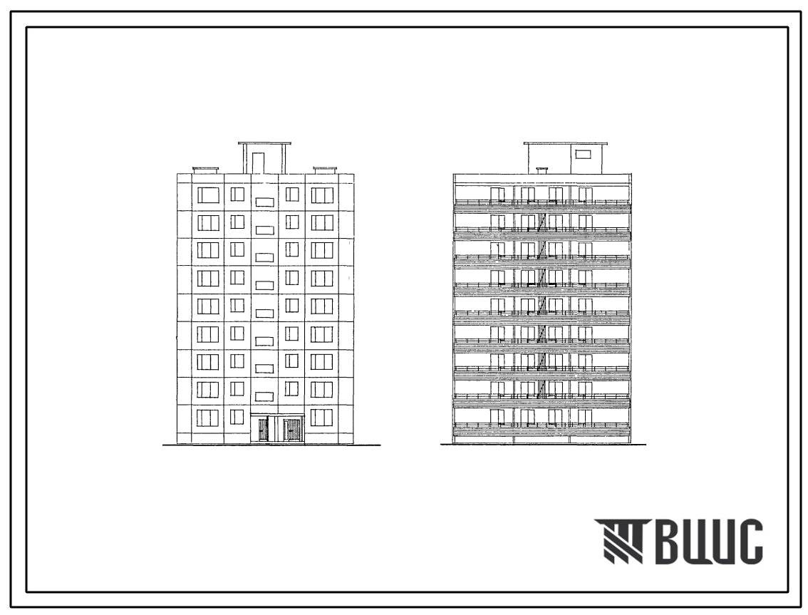 Типовой проект 1-464Д-88  Девятиэтажный односекционный крупнопанельный жилой дом на 36 квартир (однокомнатных -1, двухкомнатных  26, трехкомнатных  9).
