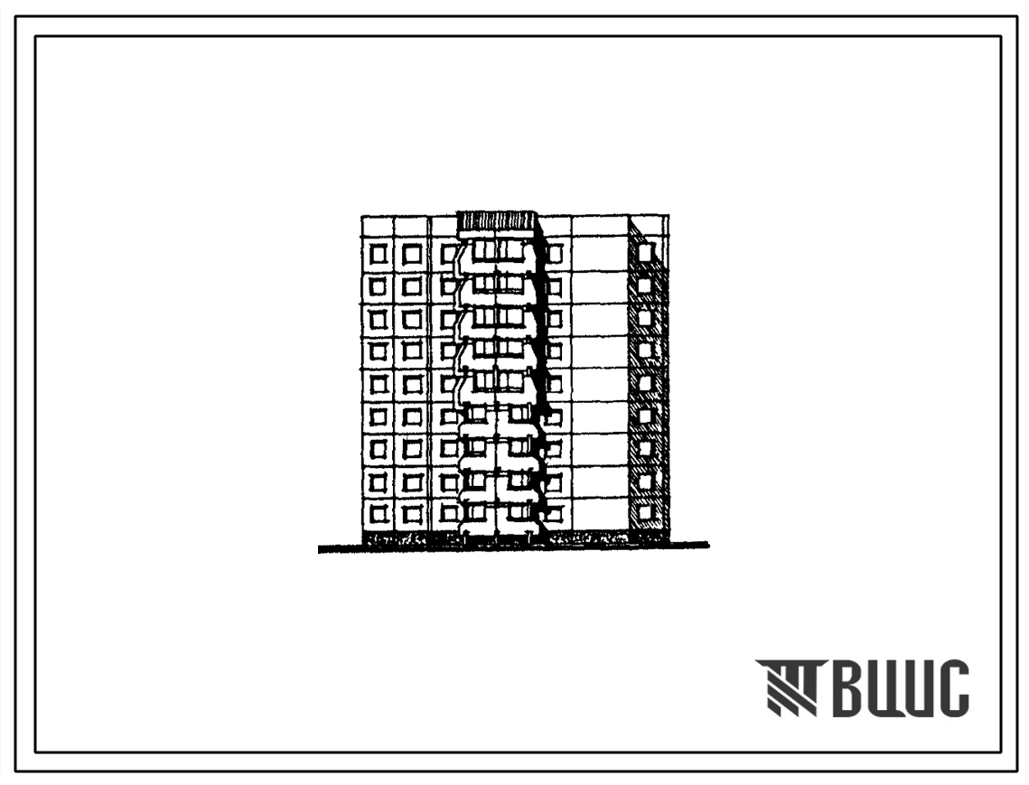 Типовой проект 122-0103см.13.89 Блок-секция поворотная с внутренним углом 30 9-этажная 36-квартирная 2-2-3-3 (для строительства в г. Магадане)