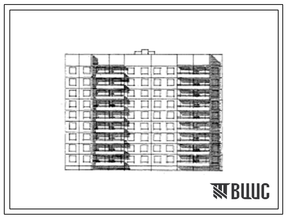 Типовой проект 90-057/1 Девятиэтажная блок-секция рядовая с торцевыми окончаниями на 54 квартиры (однокомнатных 1А-1, двухкомнатных 2Б-35, трехкомнатных 3Б-9, четырехкомнатных 4Б-9). Для строительства в 1В климатическом подрайоне, 2 климатическом районе