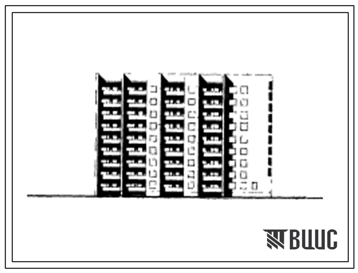 Типовой проект 124-017 Блок-секция девятиэтажная торцевая правая со встроенными в 1 этаже подсобными помещениями для магазина «Все для дома», тип .пр. 272-32-23, блок 4, тип 2, на 72 квартиры (однокомнатных 1Б-11, двухкомнатных 2Б-36, трехкомнатных 3Б-25)