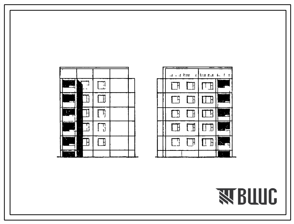 Типовой проект 125-022/1 Пятиэтажная блок-секция угловая на 10 квартир (однокомнатных 1А-1, двухкомнатных 2А-4, четырехкомнатных 4А-5). Для строительства в 1В и 1Д климатических подрайонах в г.г.Усть-Илимске и Братске