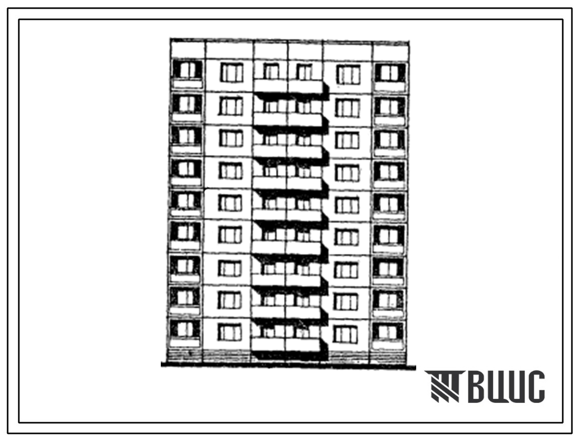 Типовой проект 97-0286с.86 Блок-секция 9-этажная 36-квартирная рядовая 1Б.1Б.2Б.2Б