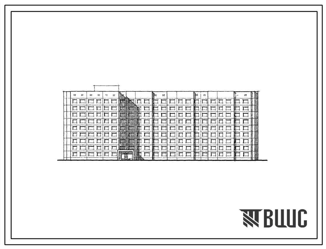 Типовой проект 164-152-15 Девятиэтажное общежитие на 661 место с блоком обслуживания. Для строительства во 2В климатическом подрайоне Белорусской ССР