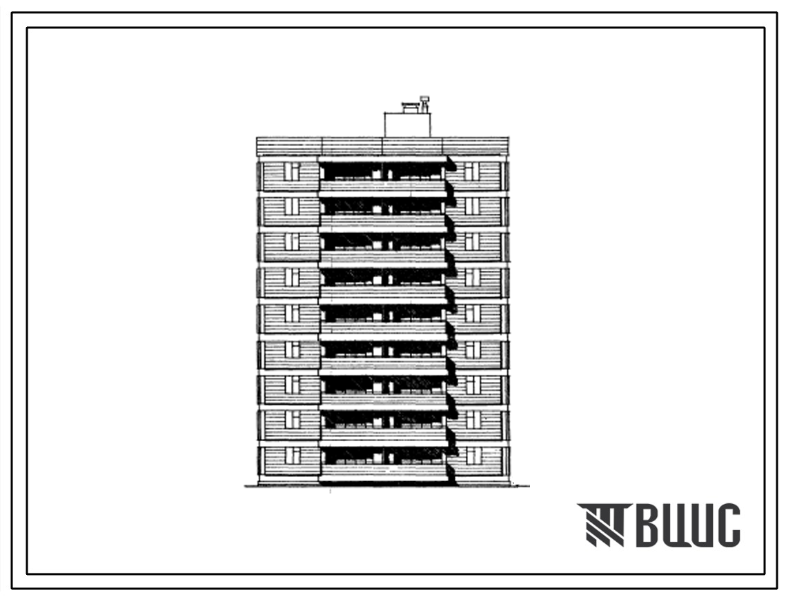 Типовой проект 111-014с Блок-секция лучевая правая на 27 квартир каркасно-панельных девятиэтажных жилых домов.