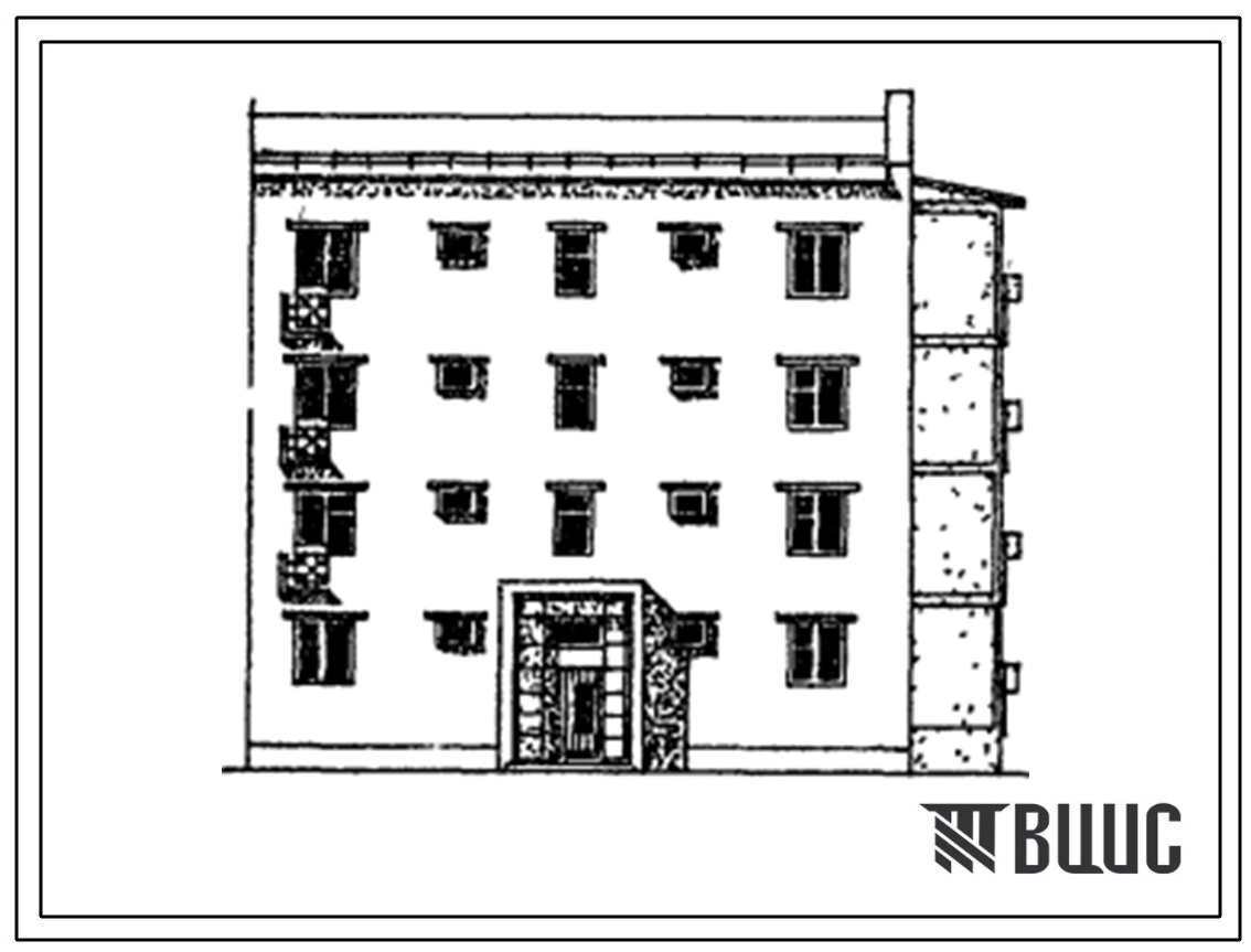 Типовой проект 77-0117сп.86 Блок-секция 4-этажная 8-квартирная 3А-2Б торцовая правая