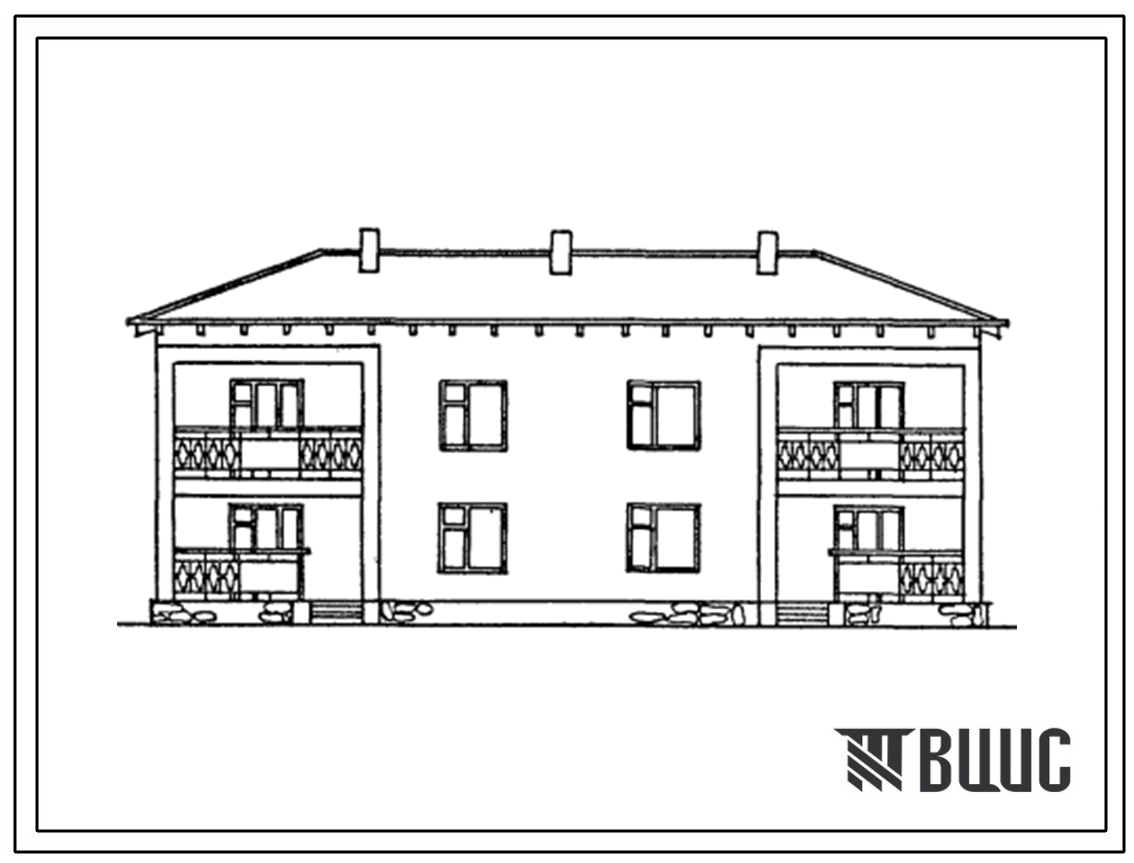 Типовой проект 142-42-174с.13.87 Двухэтажный двухквартирный блокированный жилой дом с 4-х комнатными квартирами (для Азербайджанской ССР)