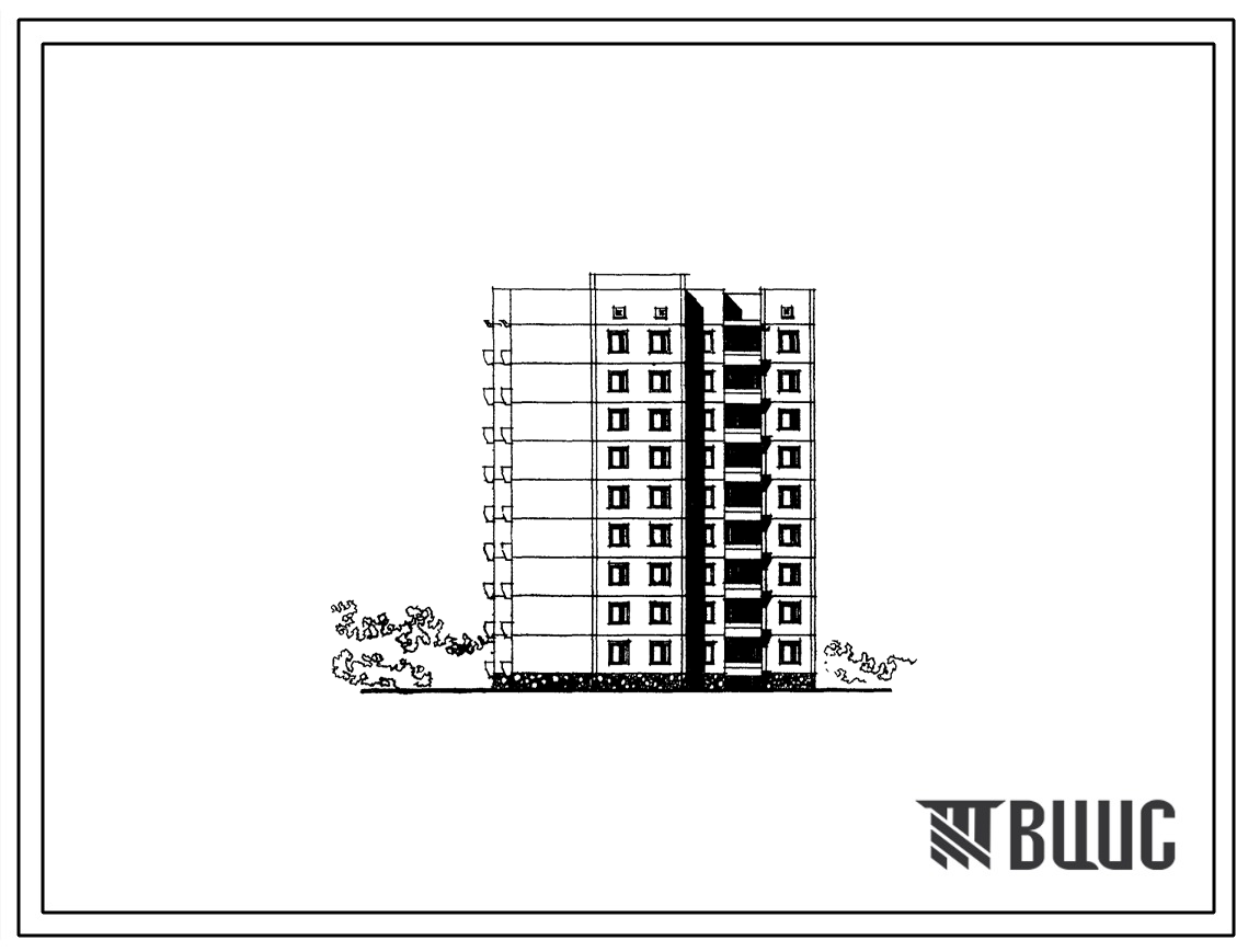 Типовой проект 135-0200с/1.2 Блок-секции 9-этажные 36-квартирные торцовые 1Б-2Б-2Б-3Б (правая) и 1Б-2Б-2Б-3Б (левая)