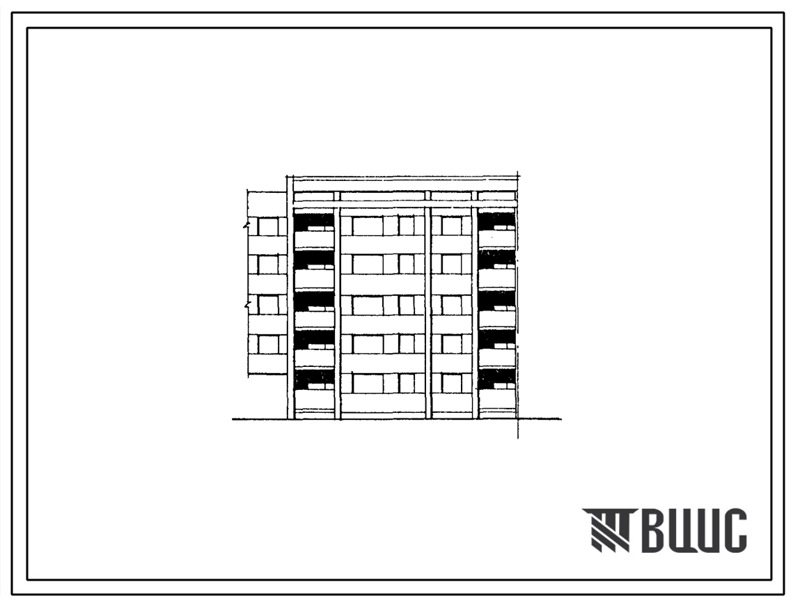 Типовой проект 103-040.85 Пятиэтажная блок-секция рядовая с правым торцевым окончанием (со сдвигом) на 15 квартир