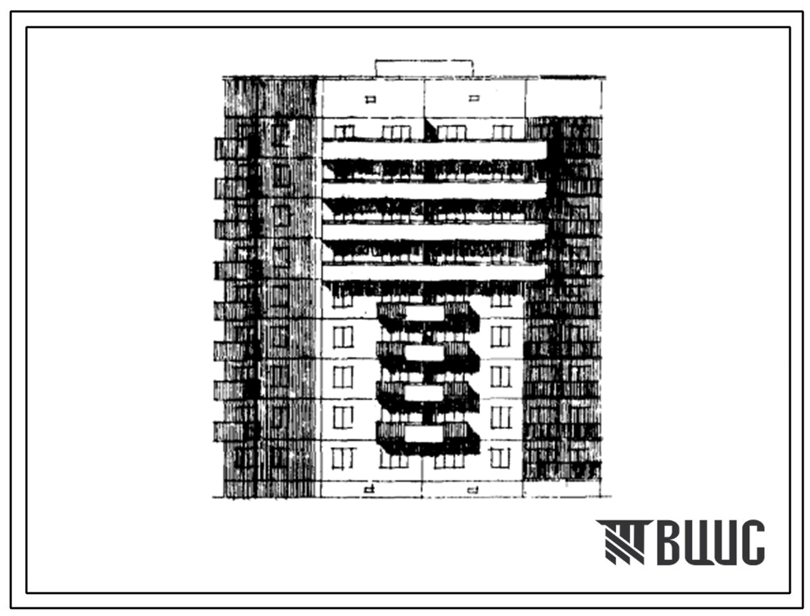Типовой проект 108-043/1 Блок-секция девятиэтажная угловая левая на 36 квартир (однокомнатных 1Б-18, двухкомнатных 2Б-9, четырехкомнатных 4Б-9) . Для строительства в 1В,2Б,2В, 2Г, 3А климатических подрайонах.