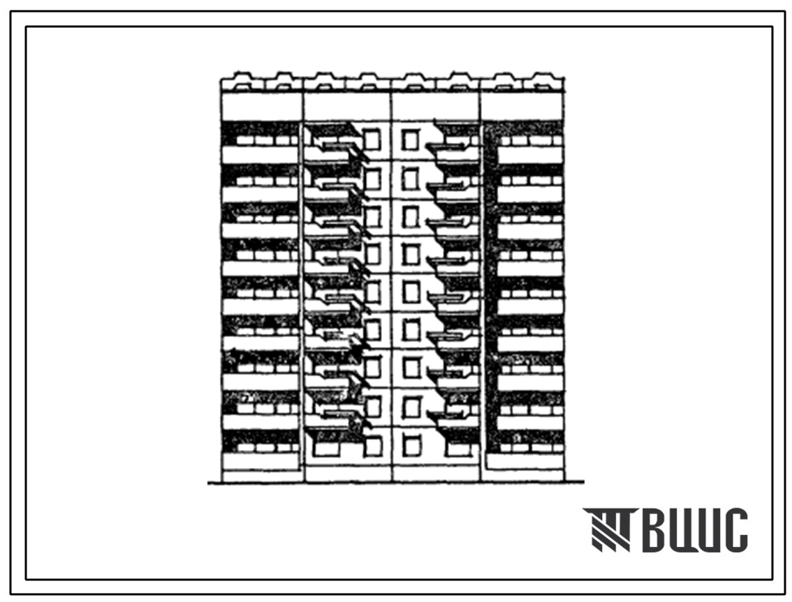 Типовой проект 135-0333.87 Блок-секция 9-этажная 36-квартирная рядовая 1-1-4-4. Для строительства в городах и поселках городского типа.