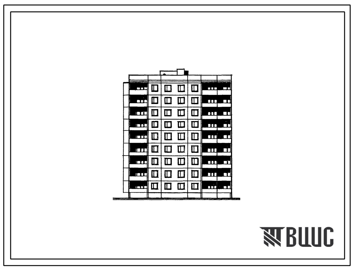 Типовой проект 96-056.83 Блок-секция угловая-тоцевая 9-этажная 36-квартирная УТ-1Б-2Б-2Б-3Б (левая)