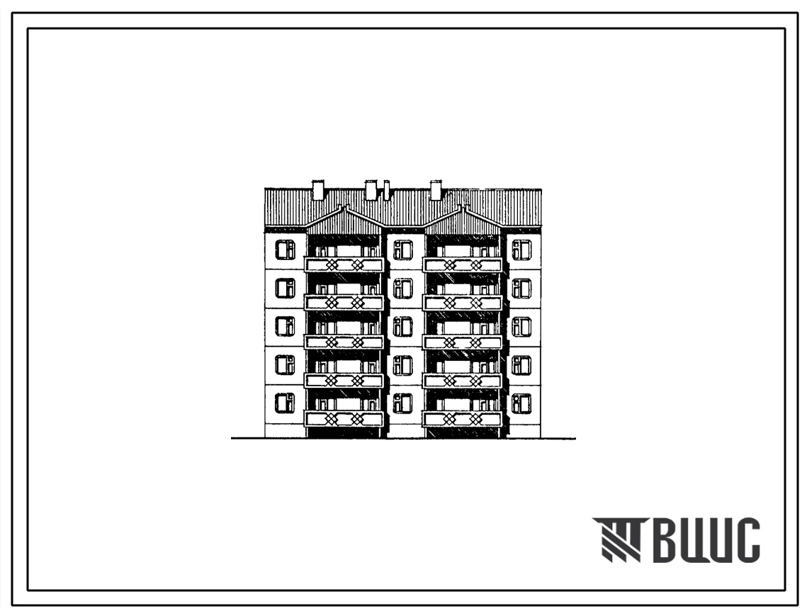 Типовой проект 135-0275с.13.86 5-этажная рядовая блок-секция на 20 квартир 1Б-2Б-3Б-3Б (для Тувинской АССР)