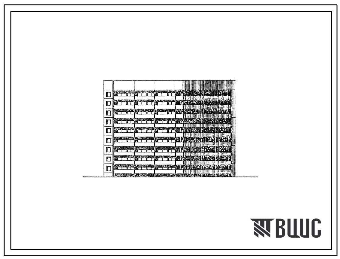 Фасады Типовой проект 75-016/1.2 Блок-секция 9-этажная 72-квартирная рядовая 1Б-1Б-2Б-3Б и 1Б-1Б-2Б-3Б с углом поворота 225