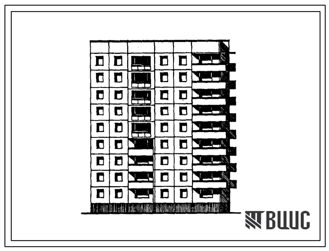 Типовой проект 97-0221.86 Девятиэтажная блок-секция правая на 36 квартир