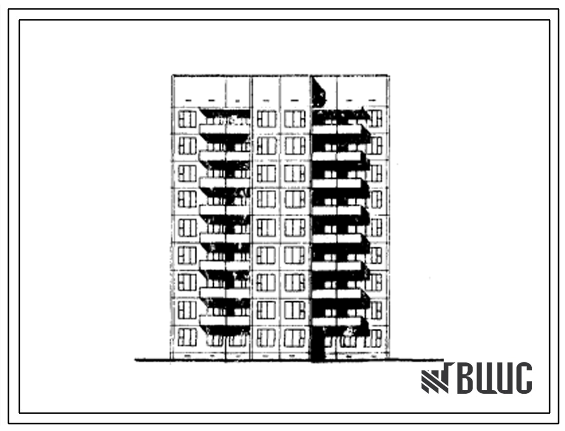 Типовой проект 125-029/1 Девятиэтажная блок-секция на 36 квартир, поворотная с внешним углом 135? (однокомнатных 1А — 18, трехкомнатных 3Б — 18). Для строительства в IВ и IД климатических подрайонах в г.Братске и г.Усть-Илимске.