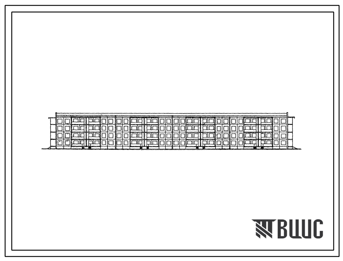 Типовой проект 1Уз-500ТСП-6 Крупнопанельный четырехэтажный восьмисекционный жилой дом на 72 квартиры (однокомнатных 1Б-16, двухкомнатных 2Б-32, трехкомнатных 3Б-24) с шагом поперечных стен 2,7 и 3,3 м для строительства в 4А климатическом подрайоне Туркмен
