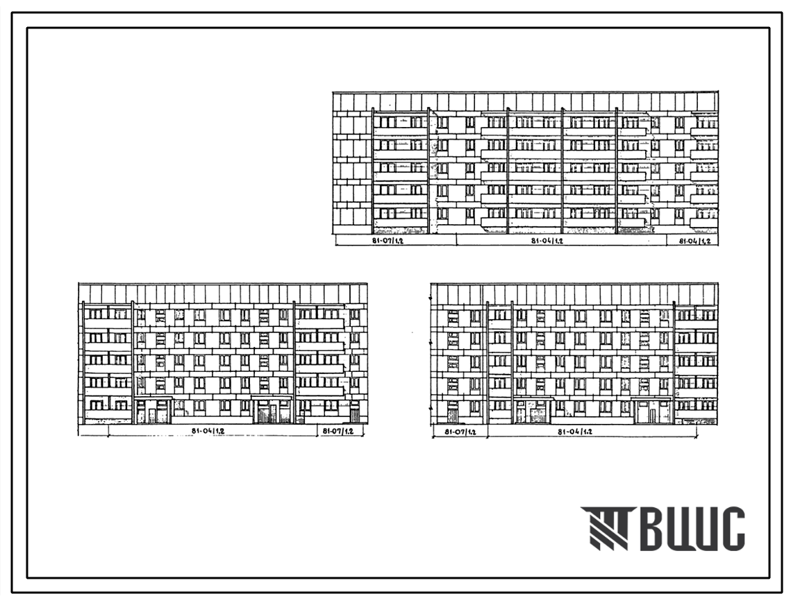 Типовой проект 81-07/1.2 Блок-секция 5-этажная 15-квартирная угловая левая 2Б.3Б.4Б