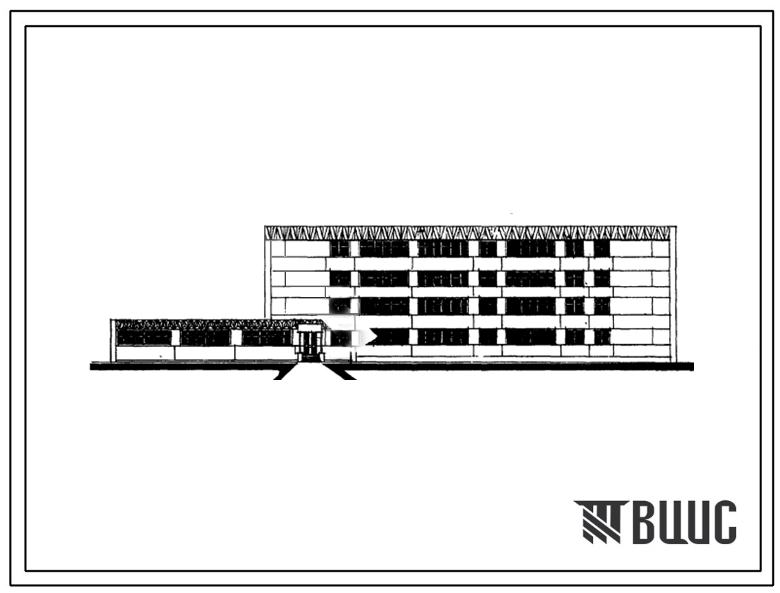 Типовой проект 231-1-125(75)-104 Учебный корпус для универсальных зданий профтехучилищах и техникумах на 720 учащихся. Здание одно-, четырёхэтажное в панельных конструкциях серии 125(75). Стены из легкобетонных панелей.