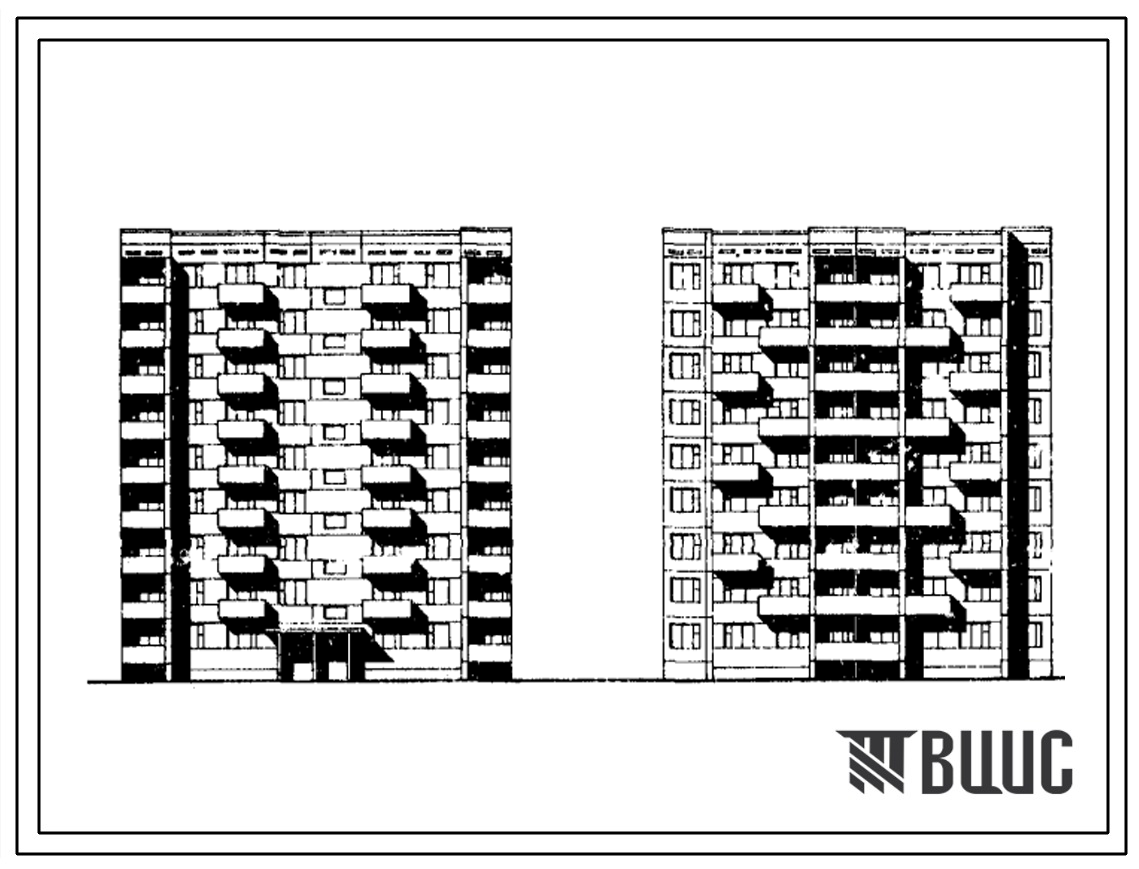 Типовой проект 125-015/1 Блок-секция девятиэтажная 36-квартирная рядовая (однокомнатных 1Б — 8, двухкомнатных 2Б — 10, трехкомнатных 3Б — 10, четырехкомнатных 4Б — 8). Для строительства в IВ и IД климатических подрайонах.