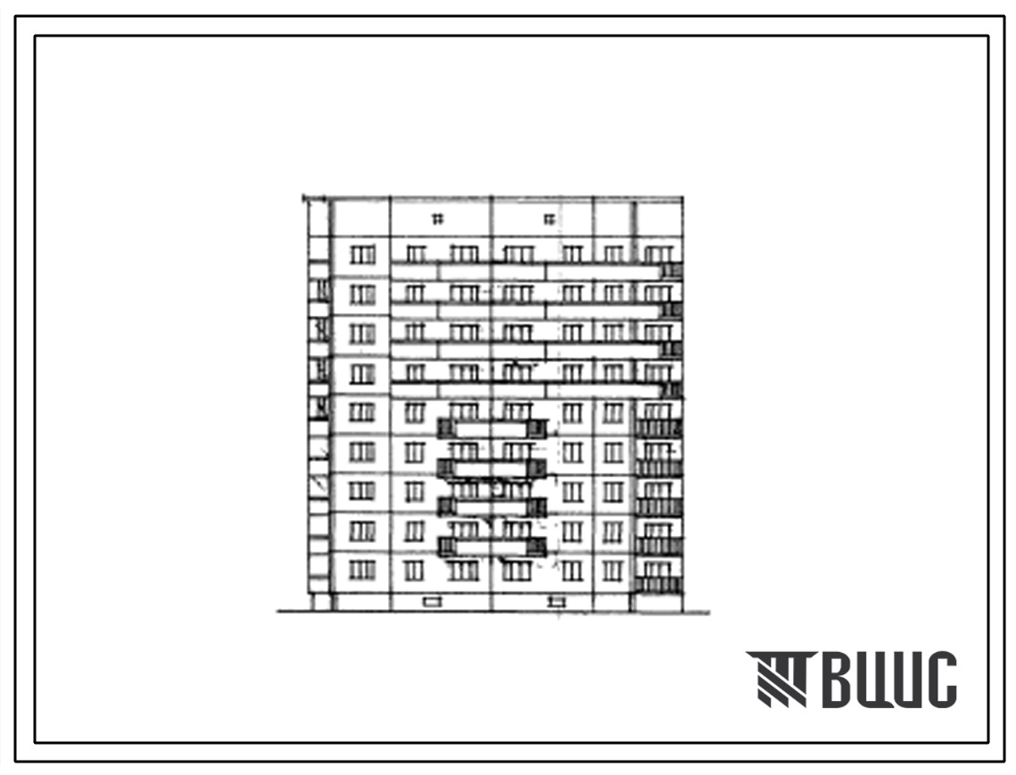 Типовой проект 108-028 Девятиэтажная крупнопанельная блок-секция на 36 квартир, торцевая левая (IБ.2Б.3Б.3Б).