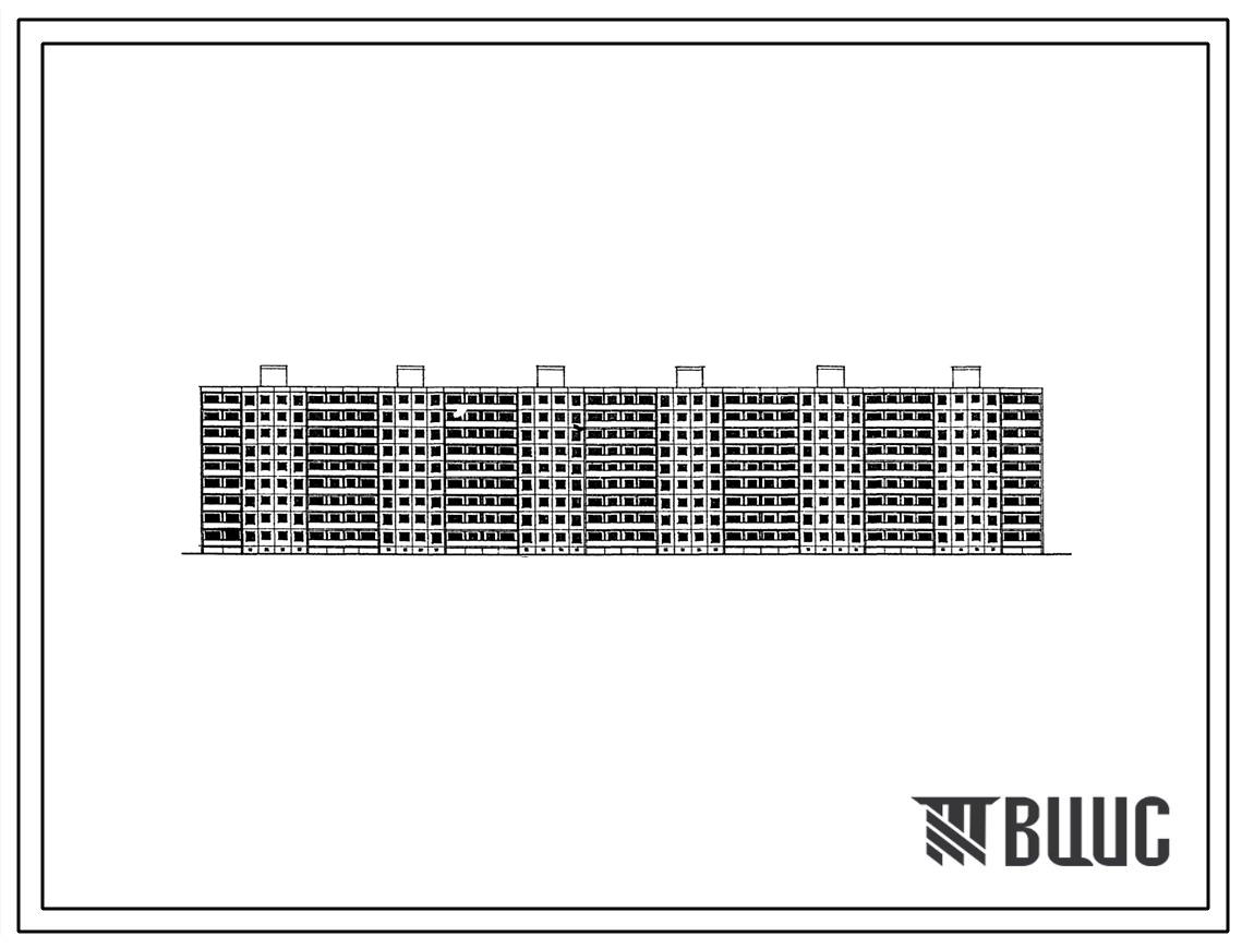 Типовой проект 1-464Д-85  Девятиэтажный шестисекционный крупнопанельный жилой дом на 216 квартир.