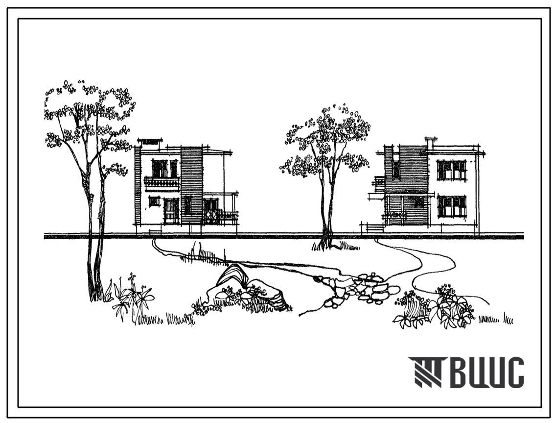 Фасады Типовой проект 144-89-73/1 Двухэтажный жилой дом с четырехкомнатной квартирой 4Б в двух уровнях  (шифр БКС-19). Для строительства во 2В климатическом подрайоне Белорусской ССР