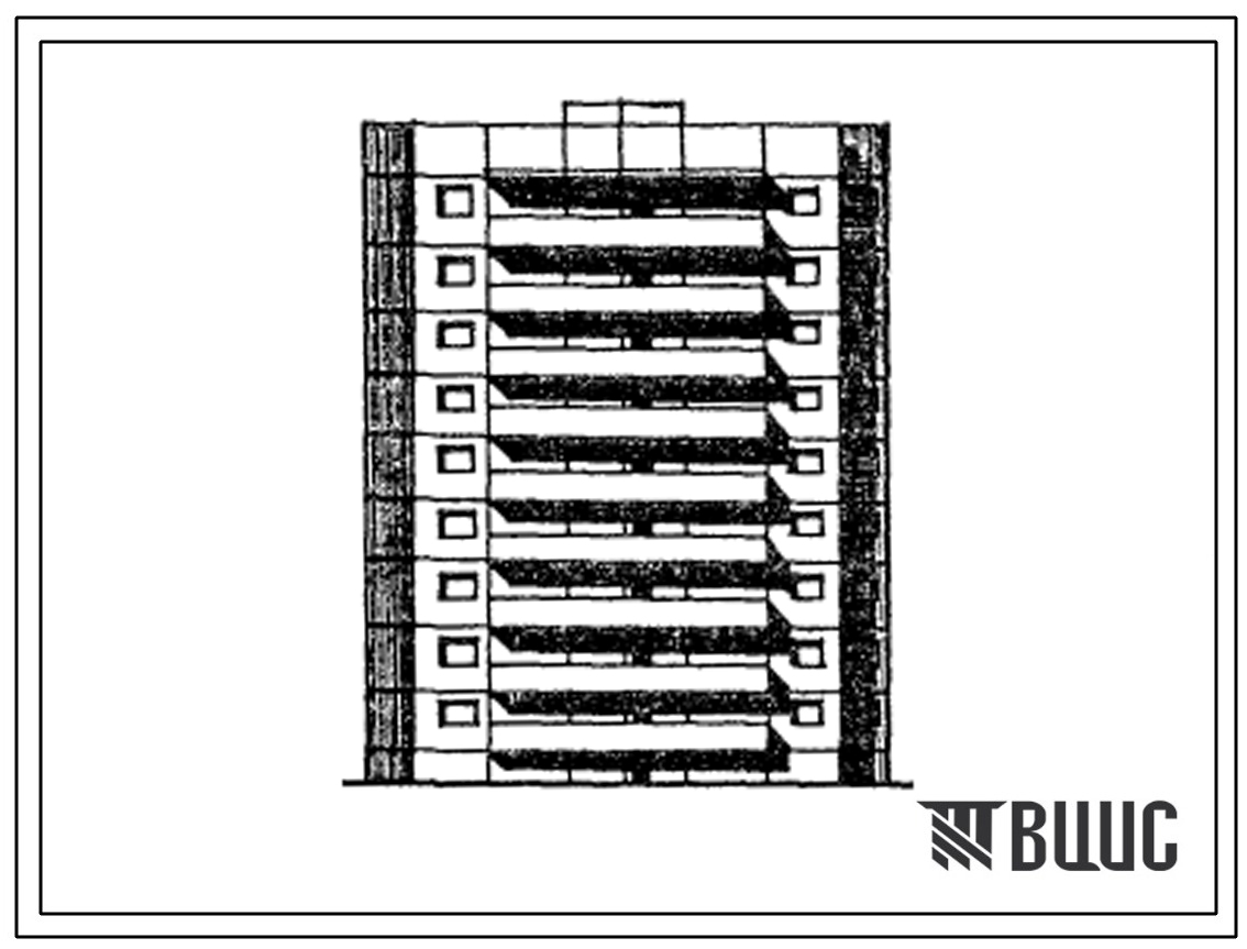 Фасады Типовой проект 91-017.13.86 Блок-секция 9-этажная 36-квартирная рядовая 2-2-3-3 для города Липецка (конструкции из шлакопемзобетона)