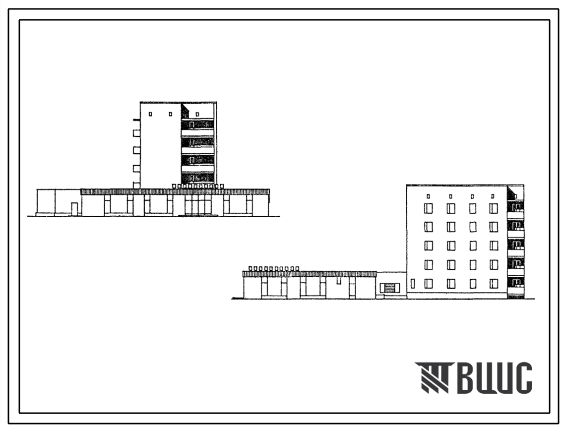 Типовой проект 87-087/1.2 Пятиэтажная  торцовая левая блок-секция на 13 квартир со встроенно-пристроенным продовольственным магазином на 24 рабочих места
