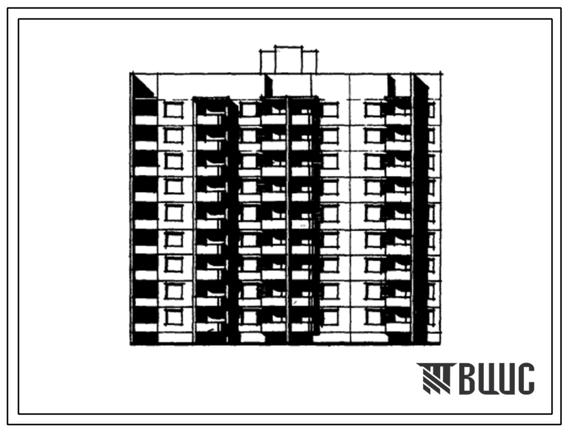 Типовой проект 90-069/1 Девятиэтажная рядовая торцевая блок-секция на 72 квартиры 1А-1А-1А-1А-1Б-1Б-2А-2А (правая) (для малосемейных).