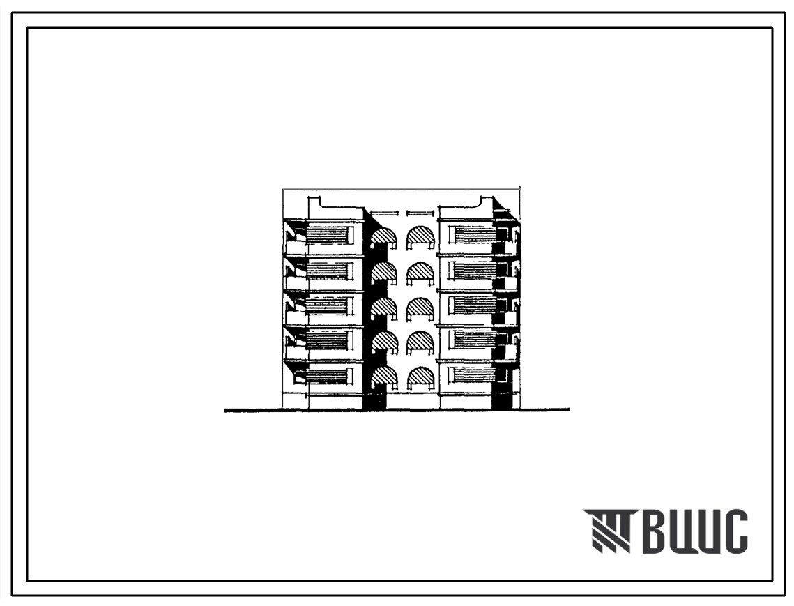 Типовой проект 155-025с.86 Пятиэтажная блок-секция рядовая с торцевыми окончаниями на 10 квартир. Стенами из кирпича
