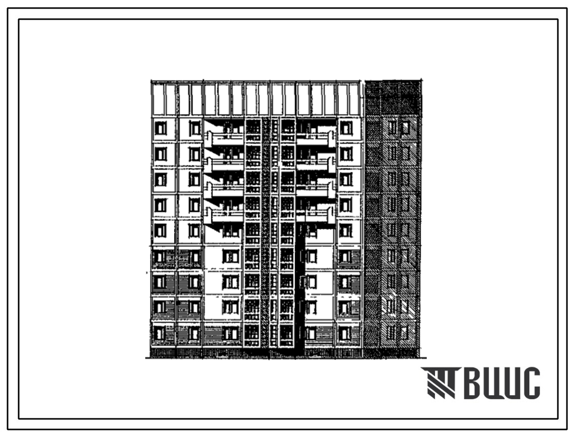 Типовой проект 97-0407м.13.89 Блок-секция 9-этажная 36-квартирная поворотная правая (2-2-3-3) для строительства в пос. Синегорье и других районах Магаданской области