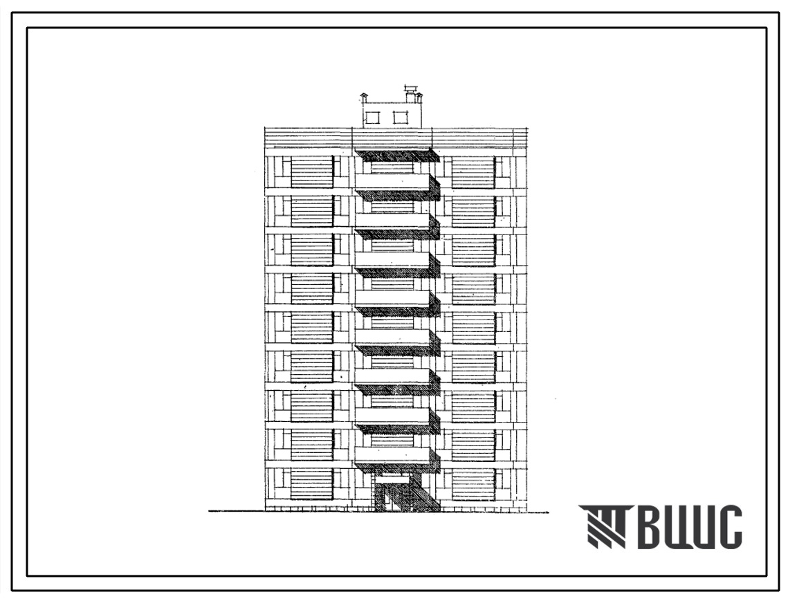 Типовой проект 111-09С Блок-секция торцевая левая на 18 квартир каркасно-панельных 9-этажных жилых домов (трехкомнатных 3А-2, четырехкомнатных 4А-8, четырехкомнатных 4Б-8). Для строительства в 4 климатическом районе Армянской ССР сейсмичностью 7-8 баллов.