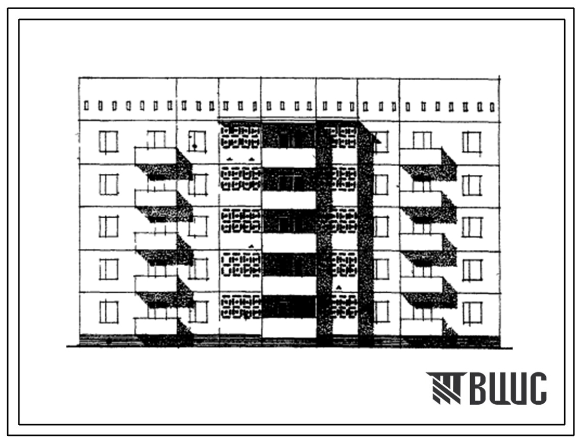 Типовой проект 148-034сп Блок-секция пятиэтажная 20-квартирная рядовая 3Б-3Б-3Б-3Б.