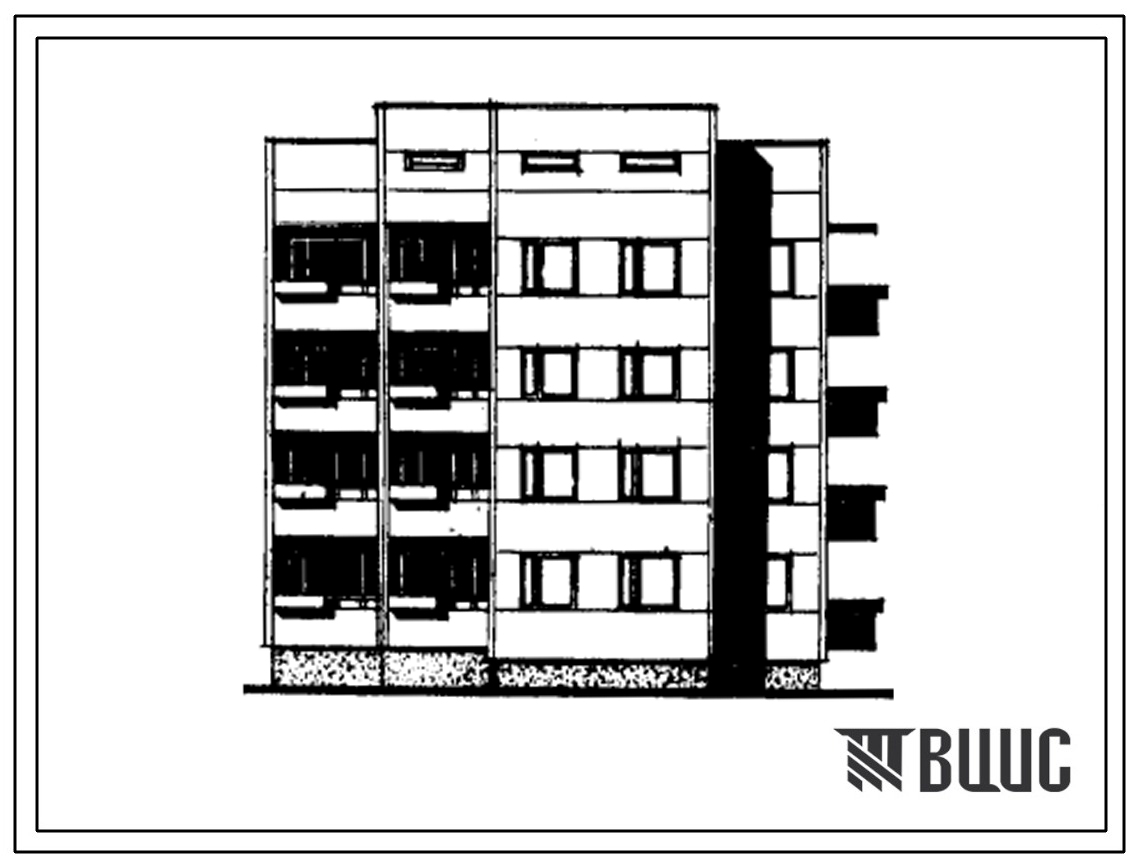 Типовой проект 26-039/1 Четырехэтажная 16-квартирная блок-секция торцевая 1Б-1Б-1Б-2Б правая.