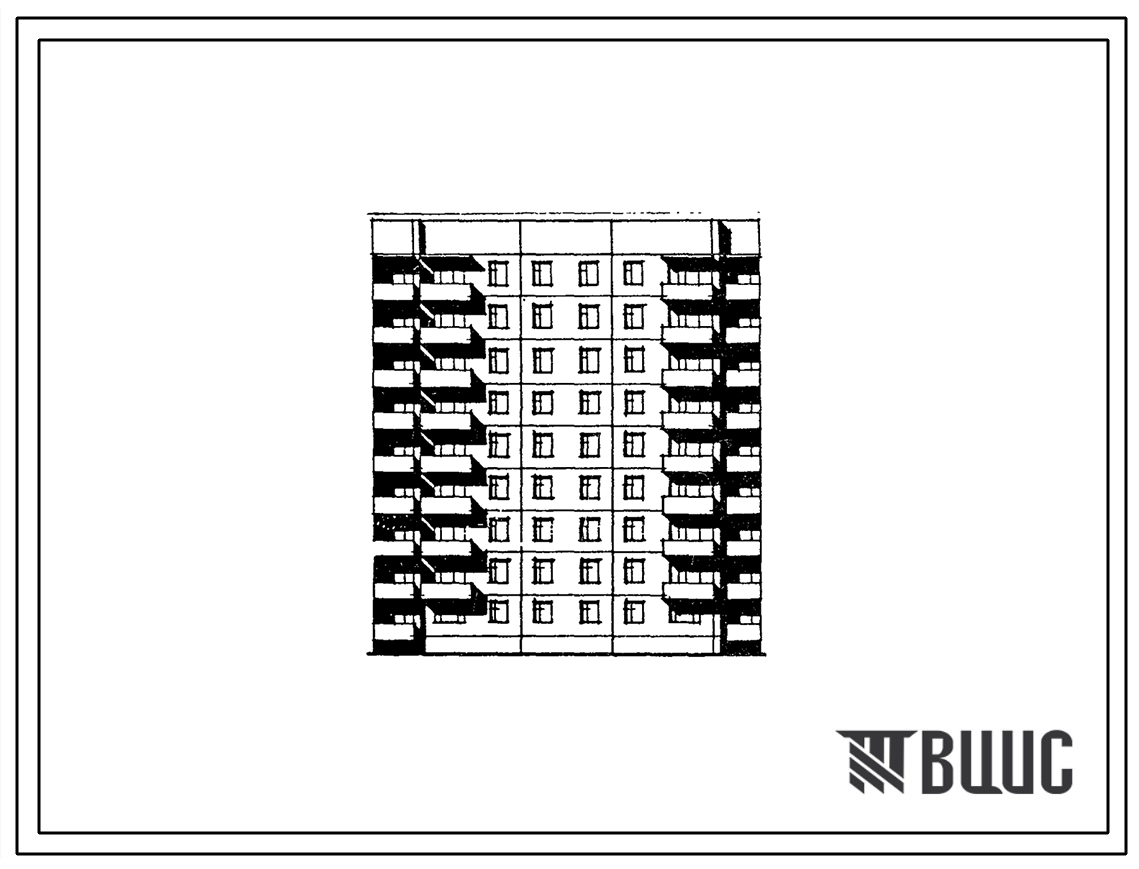 Типовой проект 135-0361.88 Девятиэтажная блок-секция рядовая на 36 квартир. Для строительства в городах и поселках городского типа