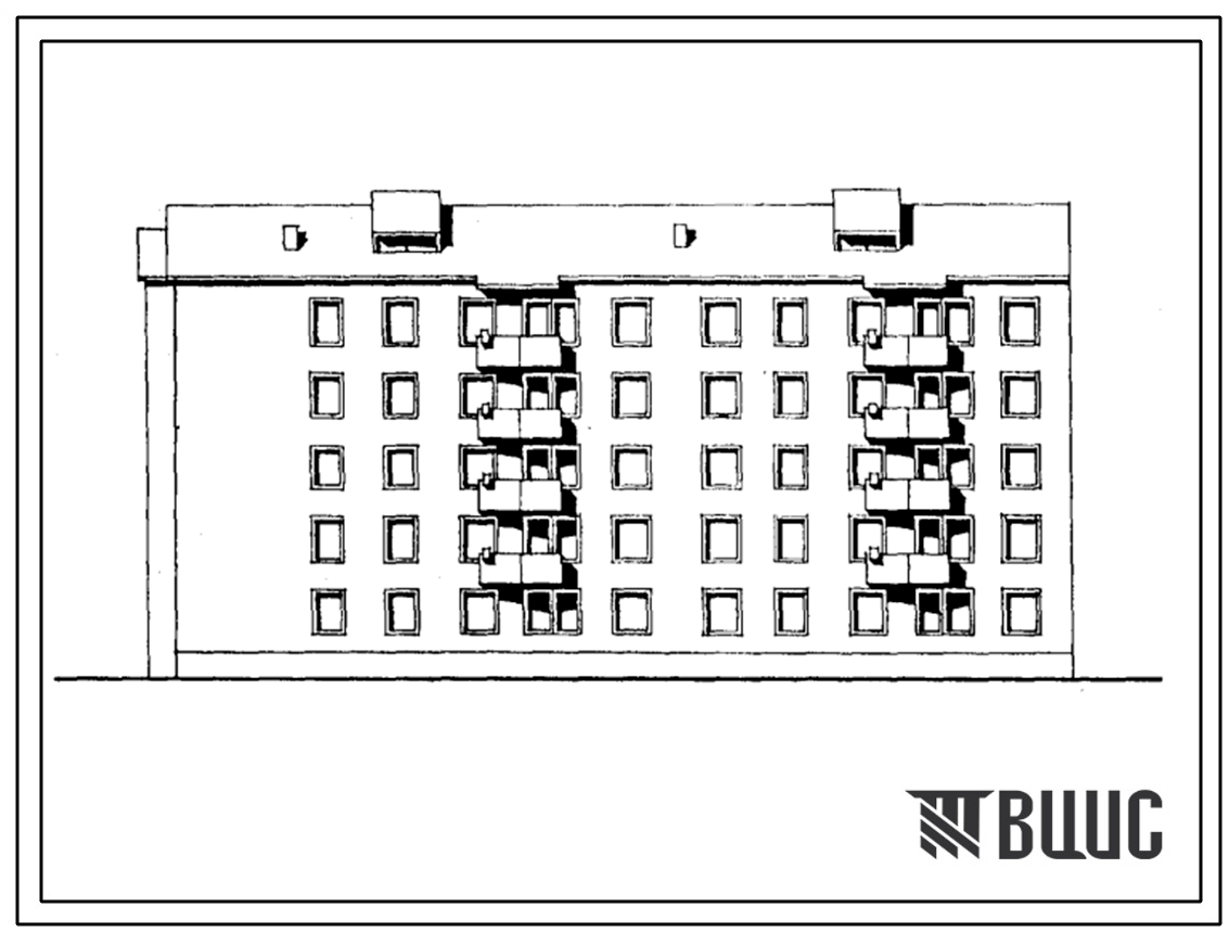 Типовой проект 114-06с.85 Блок-секция 5-этажная 2-секционная 30-квартирная торцовая 2Б.3Б.4А - 2Б.2Б.2Б