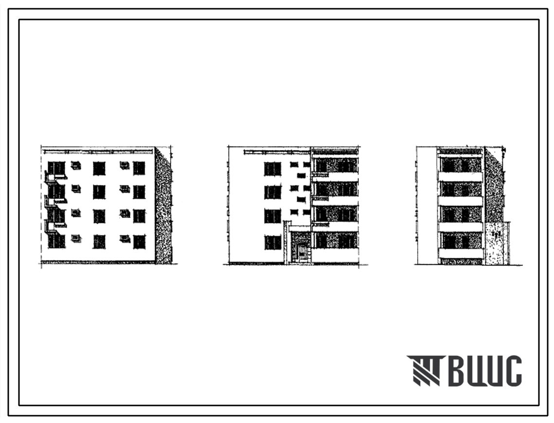 Типовой проект 77-046СП Блок-секция торцевая правая на 8 квартир (двухкомнатных 2Б-4, трехкомнатных 3А-4). Для строительства в 4А и 4Г климатических подрайонах, в несейсмических и районах сейсмичностью 7 баллов, на грунтах 2 типа просадочности.
