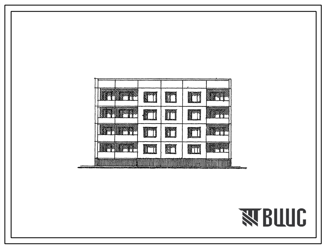 Типовой проект 121-067/1 Четырехэтажный жилой блок общежития на 80 человек для рабочих и служащих.