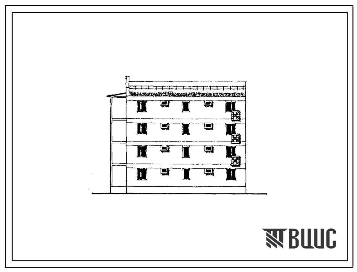 Типовой проект 77-090сп.85 Четырехэтажная блок-секция торцевая левая на 8 квартир