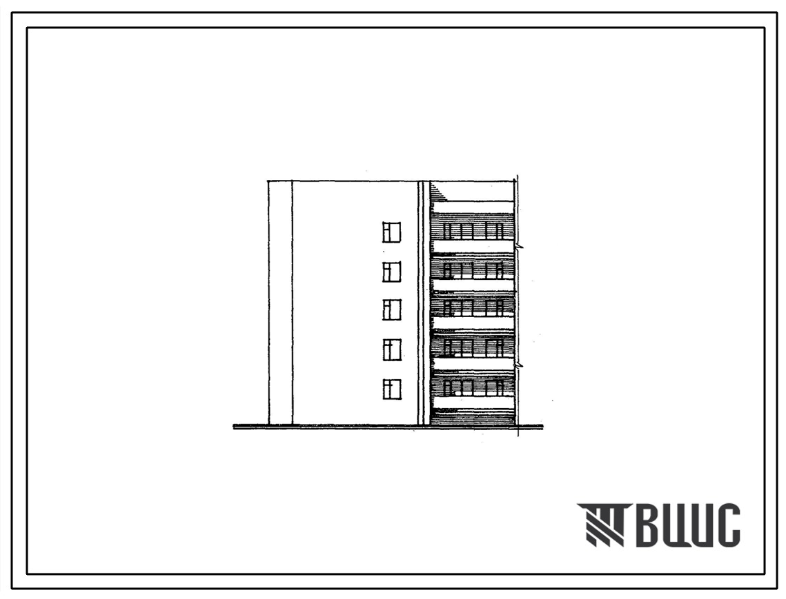 Типовой проект 85-08.86 5-этажная 15-квартирная угловая левая блок-секция со стенами из кирпича. 2Б.2Б.2Б