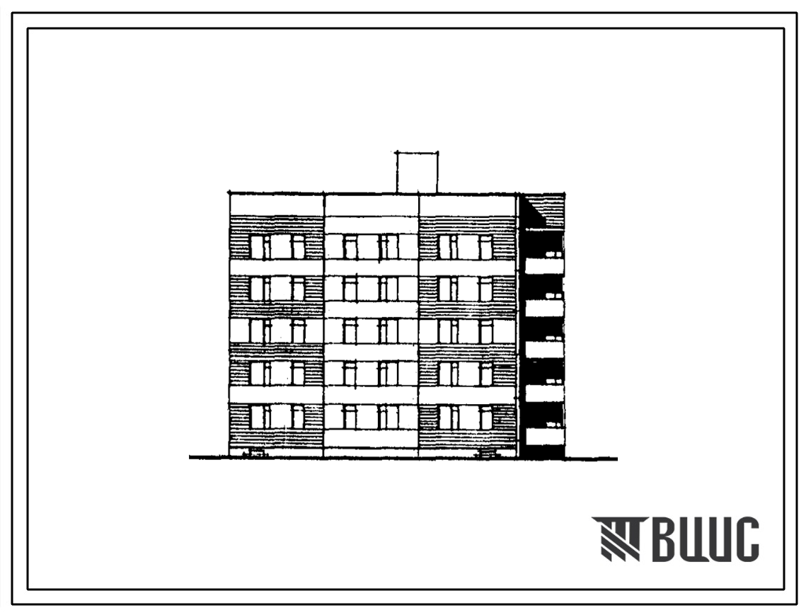 Фасады Типовой проект 88-045.86 Пятиэтажная блок-секция рядовая, торцевая левая на 30 квартир