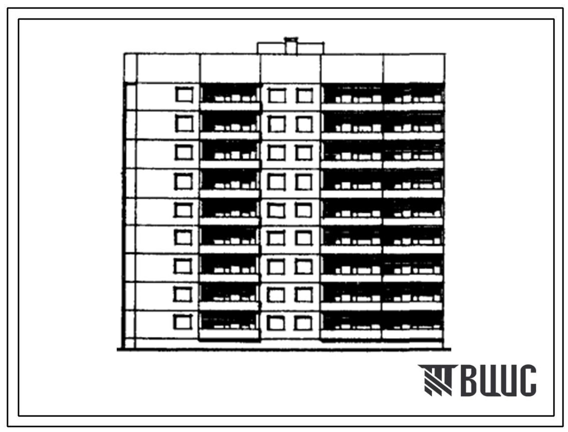 Типовой проект 163-02п/1 Девятиэтажная блок-секция торцевая левая на 63 квартиры (однокомнатных 1А-9, 1Б-18, двухкомнатных 2Б-27, трехкомнатных 3Б-9). Для строительства во 2 климатическом районе г.Харькова на грунтах 1-го типа просадочности