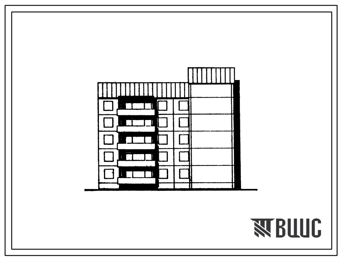 Типовой проект 135-0383с.13.89 5-этажная блок-секция с уширенным торцом правая (с двумя 3-метровыми шагами в лестничной клеике) на 20 квартир 2-2-3-3 для строительства в г. Иркутске