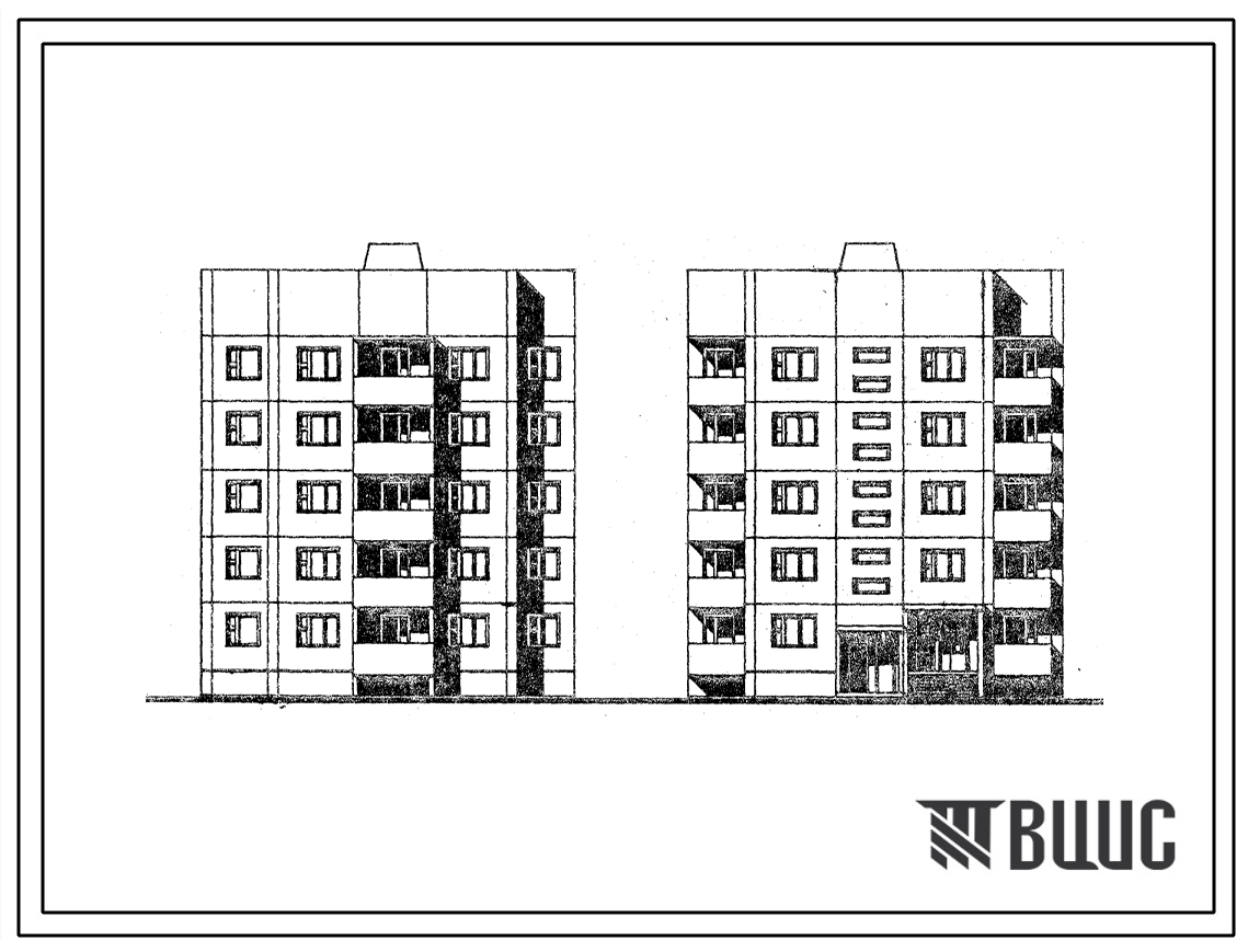 Типовой проект 122-085см.13.86 Блок-секция торцевая левая 5-этажная 15-квартирная 1Б-2Б-3Б (для строительства в г. Магадане)
